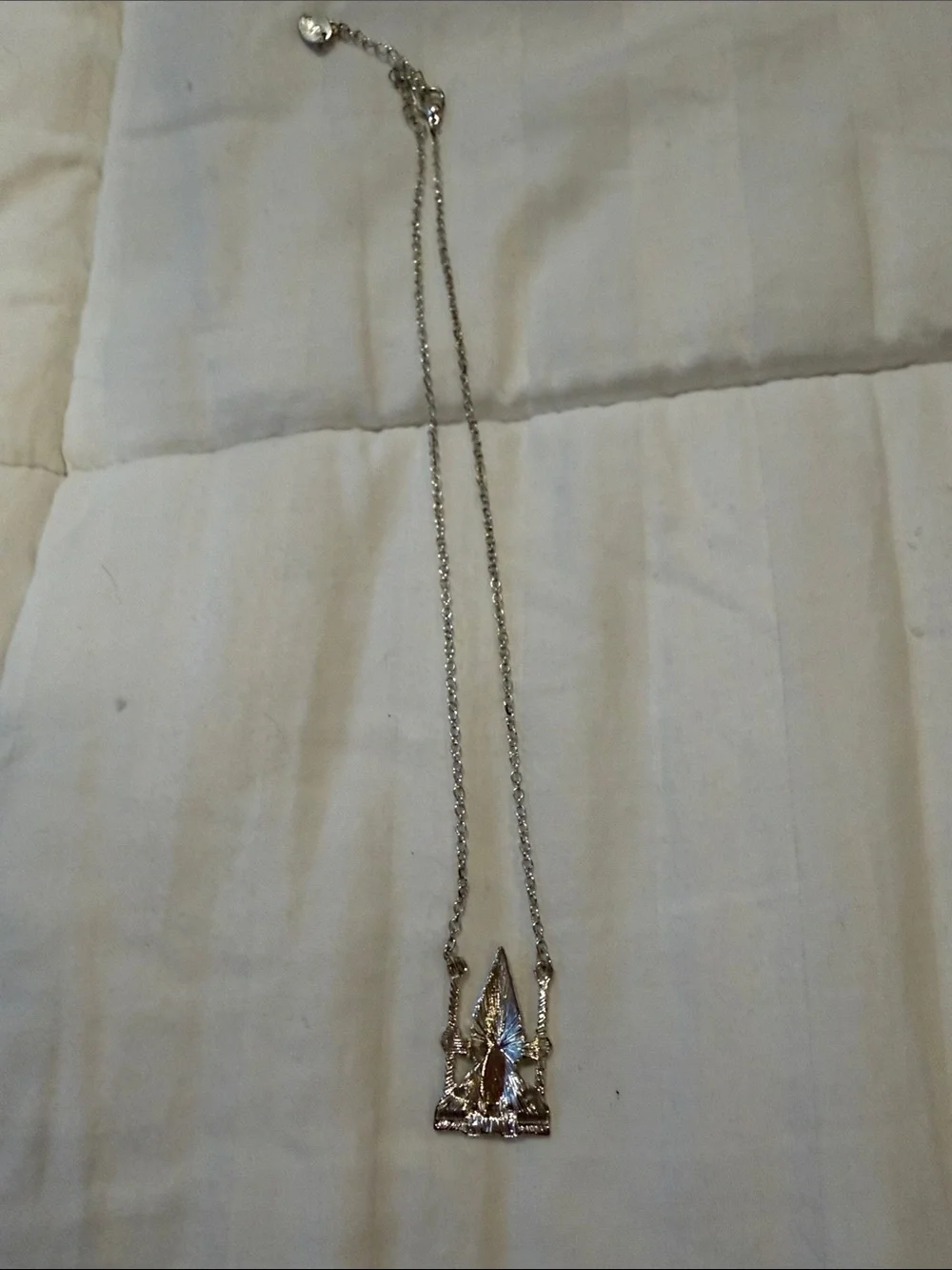 Silver-Tone Gnome Pendant Necklace with Red Hat and Green Outfit - Kids Jewelry